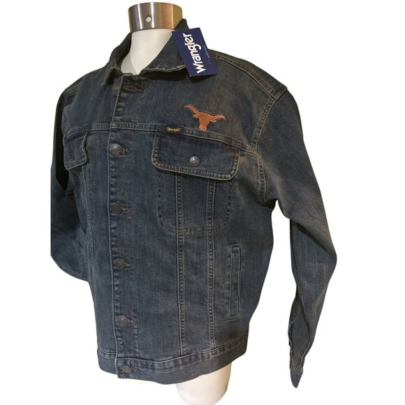 NEW Texas Longhorns Wrangler Retro Full Button Blue Denim Jean Jacket Women's M - Picture 3 of 6